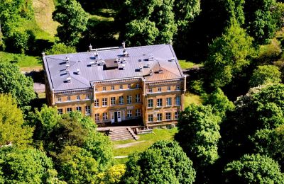 Castle for sale powiat gorzowski, gmina Witnica, Dąbroszyn, Pałac w Dąbroszynie, Lubusz Voivodeship, Drone view