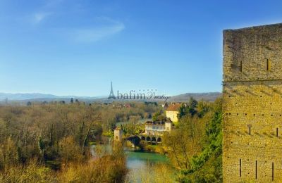 Character Properties, Part of a medieval fortress in Sauveterre-de-Béarn with a modern heat pump